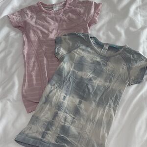 Ivivva Girls Short Sleeve Crew Tees - Pink & Gray Tie-Dye